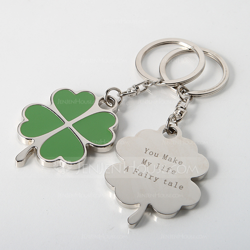 OXYEFEI Llaveros personalizado Con caja de regalo 2 unids Suerte en Llavero Trébol de Cuatro Hojas Color Verde para Mujer,Llavero original metal personalizado,Grabado Nombres//Fecha//Texto