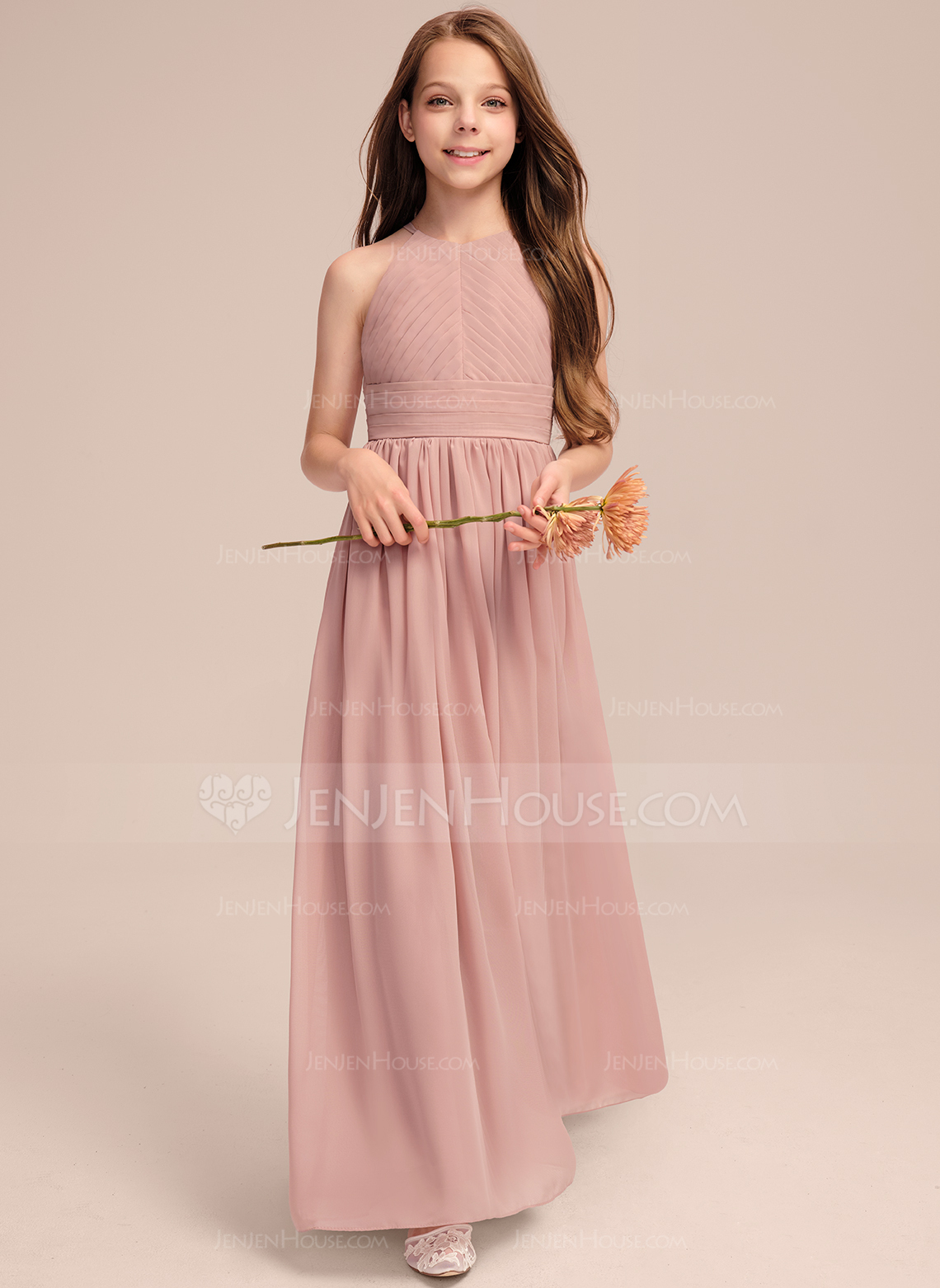 A-line Pleated Chiffon Dress