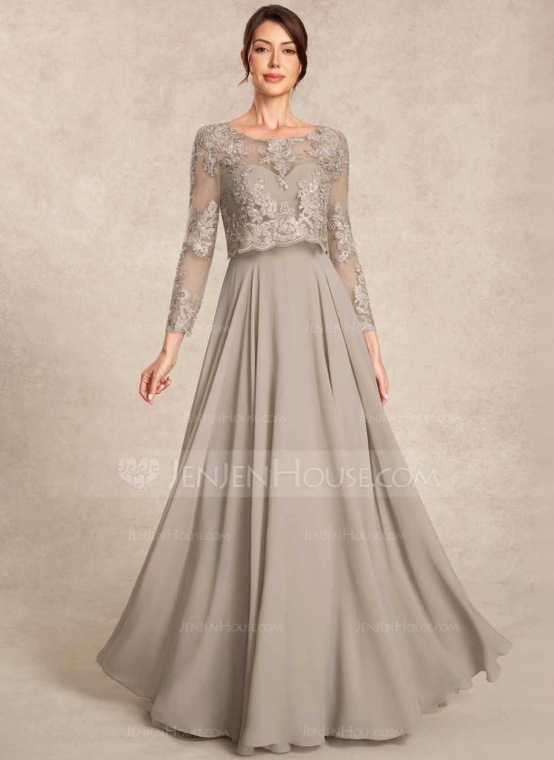 Robe trapèze avec paillettes en dentelle