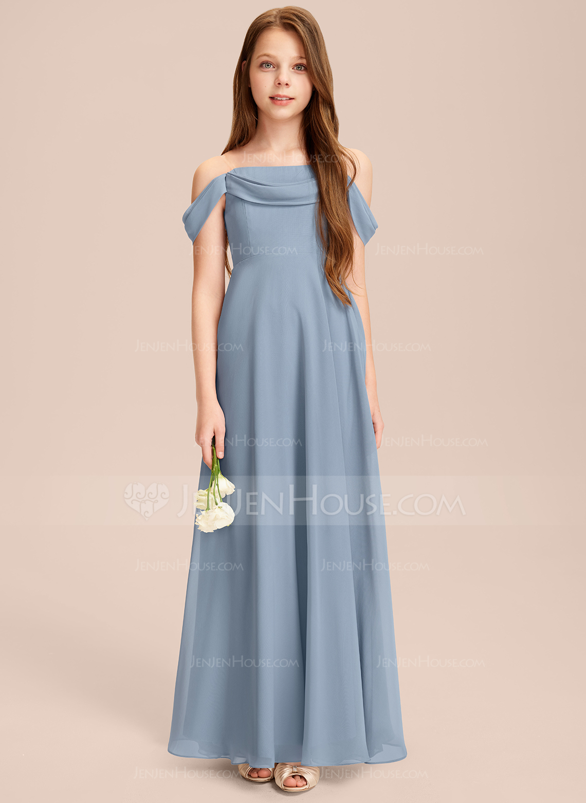 A-line Off the Shoulder Chiffon Dress