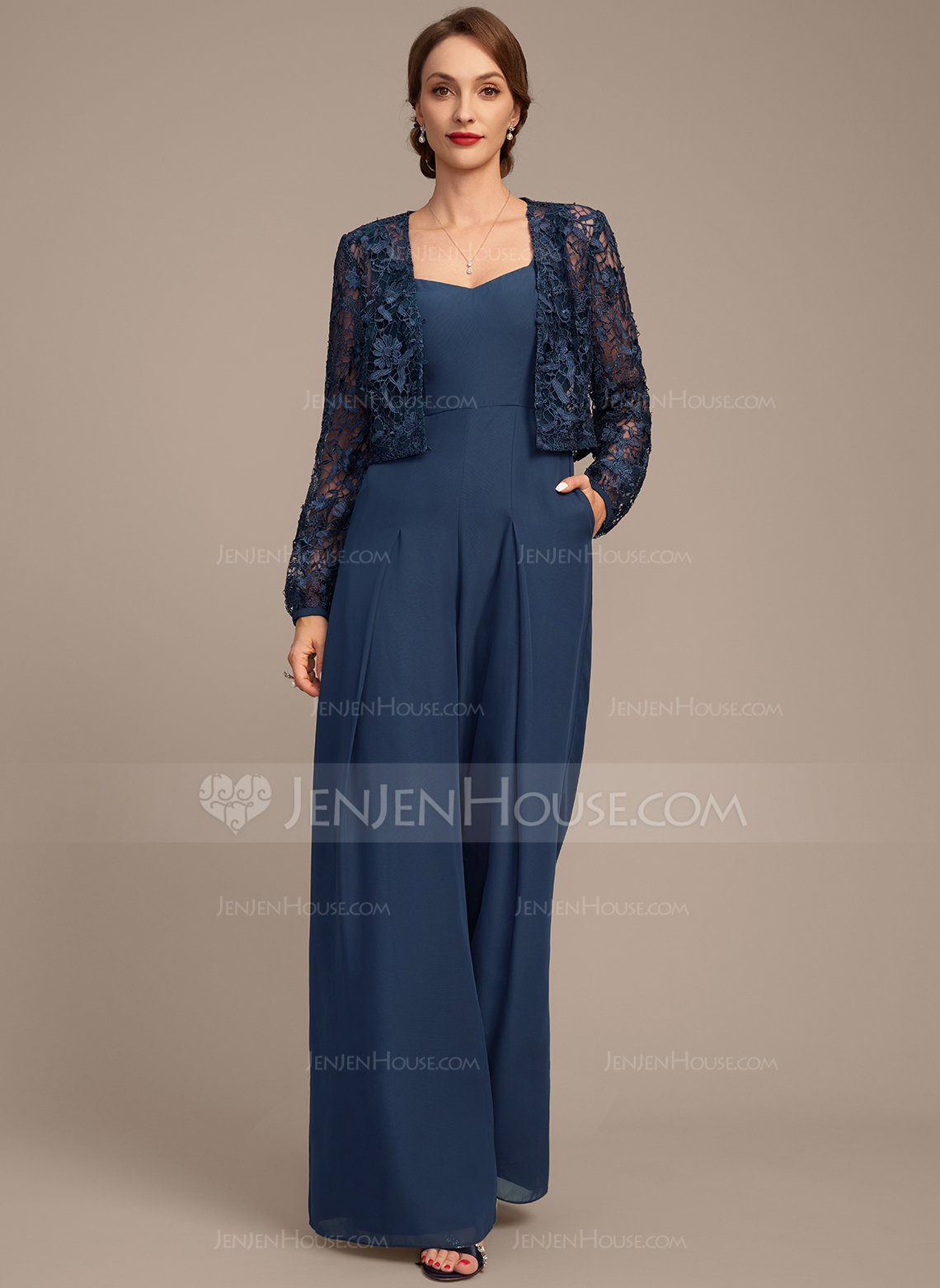 Jumpsuits Square Floor-Length Chiffon Mother of the Bride Dress 