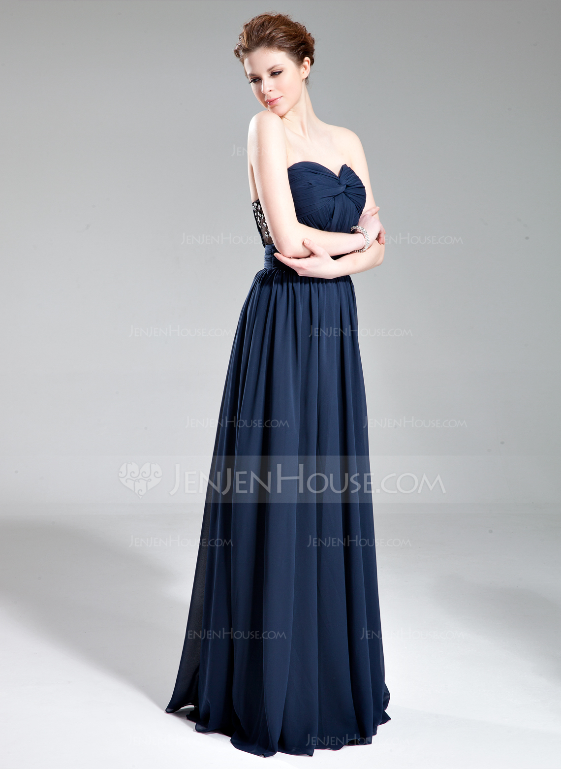 A-Line Sweetheart Chiffon Ruffled Ankle Length Little White Dress main image 1