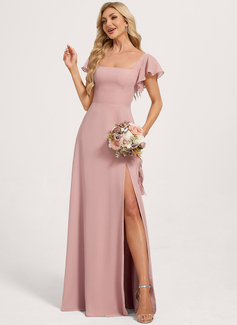 A-line Square Ruffle Chiffon Dress