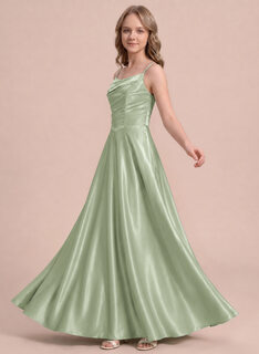 Robe trapèze avec plis en satin stretch