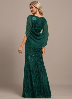 Cape Sequin Maxi Dress