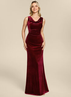 Robe sirène à col bénitier avec plis en velours