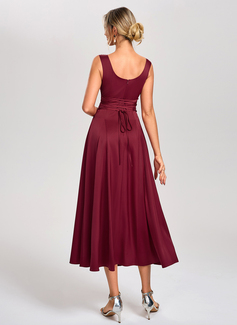 Cowl Sleeveless A-line Satin Midi Dress 