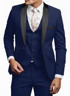 Solid Color 3 Piece Single Breasted Men's Prom Tuxedo Suit 