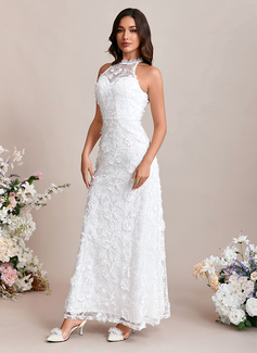 Embroidered Sequins Halter Sleeveless A-line Lace Maxi Dress 