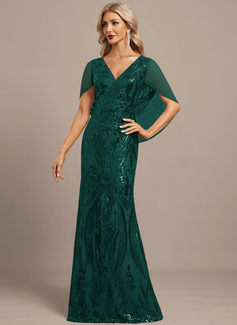 Cape Sequin Maxi Dress