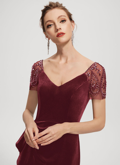 Kjole Maxi i Fløyel med Brusende Volanger