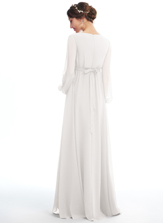 A-line V-Neck Floor-Length Chiffon Maternity Dresses 