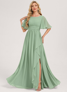 A-line Ruched Chiffon Dress