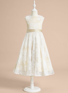 A-line Bow Lace Dress
