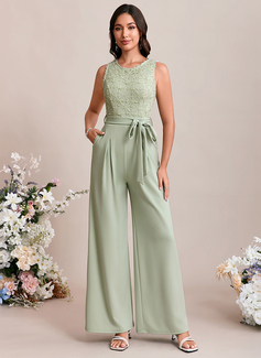 Jacquard Scoop Sleeveless Jumpsuits Stretch Crepe Maxi Dress 