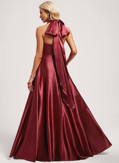 A-line One Shoulder Stretch Satin Dress