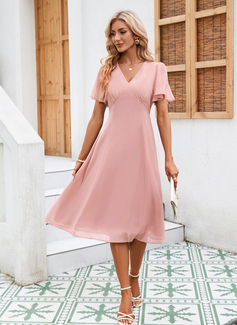 Cascading Ruffles Chiffon Midi Dress