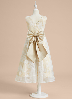 A-line Bow Lace Dress
