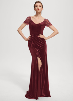 Kjole Maxi i Fløyel med Brusende Volanger