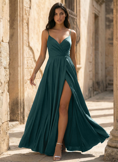 Kjole i Sateng med Spaghetti