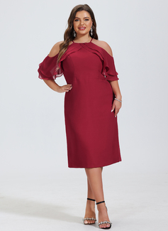 Jurk medium van de chiffon met koude schouder