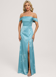 A-line Off the Shoulder Ruched Matte Satin Dress