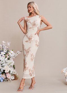 Bodycon Asymmetrical Ankle-Length Sequin Wedding Dress 