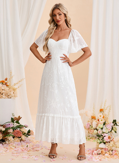 A-line Sweetheart Ankle-Length Chiffon Wedding Dress 