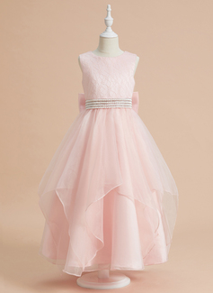 Ballkjole/Prinsesse Scoop Ankel-lengde Blonder/Organza Kjoler til Barn 