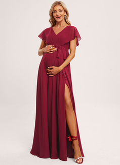A-line Ruffle Chiffon Maternity Dress