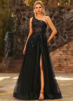 One Shoulder Sequins Tulle Dress