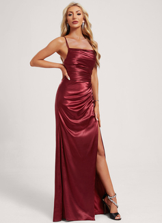 Trumpet/Mermaid Square Ruffle Stretch Satin Dress