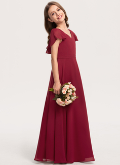Kjole A-line kjole i Chiffon med Brusende Volanger