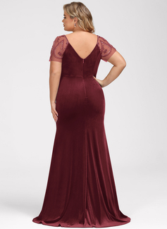 Kjole Maxi i Fløyel med Brusende Volanger