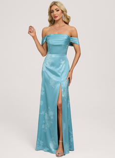 A-line Off the Shoulder Ruched Matte Satin Dress