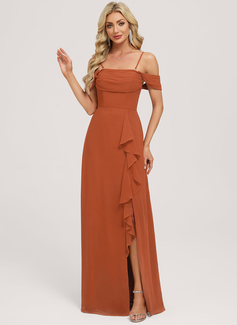 A-line Off the Shoulder Ruched Chiffon Dress