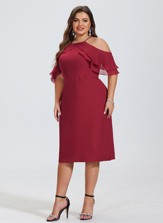 Jurk medium van de chiffon met koude schouder