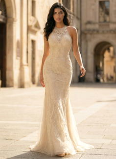 Robe sirène à sans manches avec paillettes en tulle