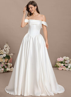 Robe princesse à épaules dénudées bustier multipositions en mousseline
