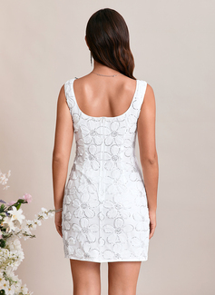 Sheath/Column Square Mini Tulle Wedding Dress With Sequins 