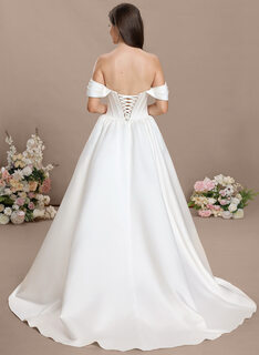 Robe princesse à épaules dénudées bustier multipositions en mousseline