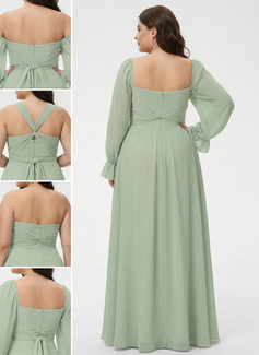 A-line Off the Shoulder Ruffle Chiffon Dress