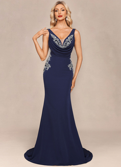 Kleid Maxi mit Plissee aus Stretch-Crêpe