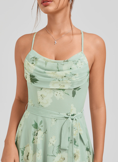 A-line Cowl Floor-Length Chiffon Bridesmaid Dress With Ruffle 