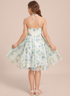 A-Linien-Kleid Neckholder Vokuhila Blumenmuster Kleider für junge Brautjungfern 