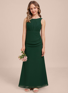 Slire Scoop Gulvlengde Chiffon Brudepikekjole ungdom 