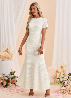 Scoop Short Sleeve Trumpet/Mermaid Lace Maxi Dress 