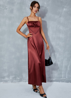 Torget Sexy A-line kjole Satin Midi Motekjoler 