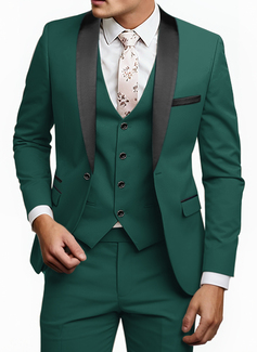 Solid Color 3 Piece Single Breasted Men's Prom Tuxedo Suit 