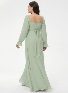 A-line Off the Shoulder Ruffle Chiffon Dress